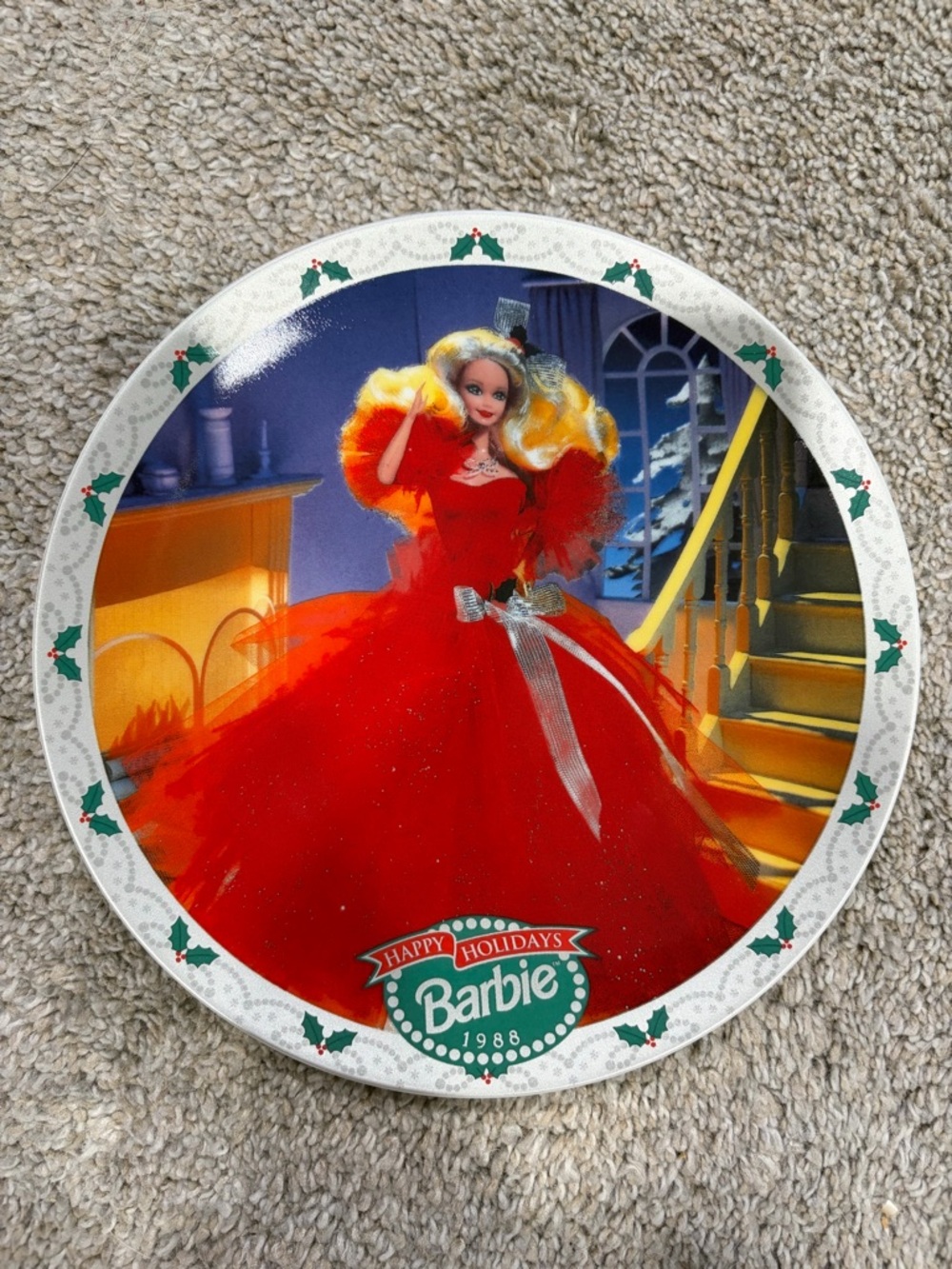 Barbie Limited Edition Collector Plate - Green and White Holiday Logo